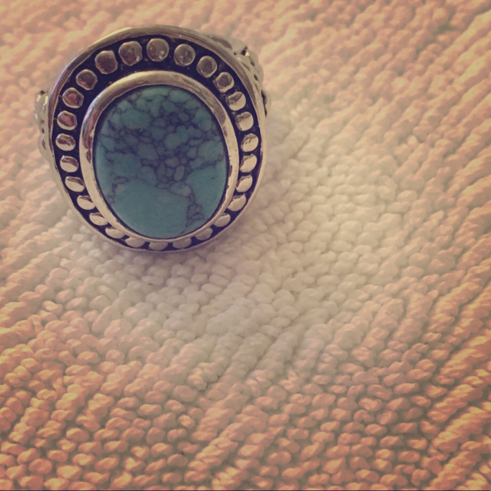Vintage blue marble ring